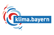 Logo das Auftritts klima.bayern; Das Logo zeigt in farbigen Kreisflächen die Elemente Luft Wasser und Natur; Link führt zu Startseite des Angebots klima.bayern 